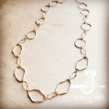 Load image into Gallery viewer, Matte Gold Long Hoop and Circle Necklace
