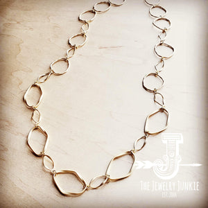 Matte Gold Long Hoop and Circle Necklace