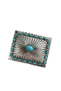 WESTERN TURQUOISE STONE CONCHO BELT BUCKLE