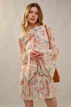 Load image into Gallery viewer, Cactus Vintage Print Pleated Mini Dress
