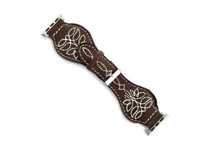Western Boot Stitch Genuine Leather Apple Watch Band