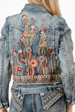Load image into Gallery viewer, Floral Embroidery Detail Denim Jacket
