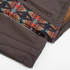 Women's Softshell Aztec Print Fleece-Lined Jacket Brown