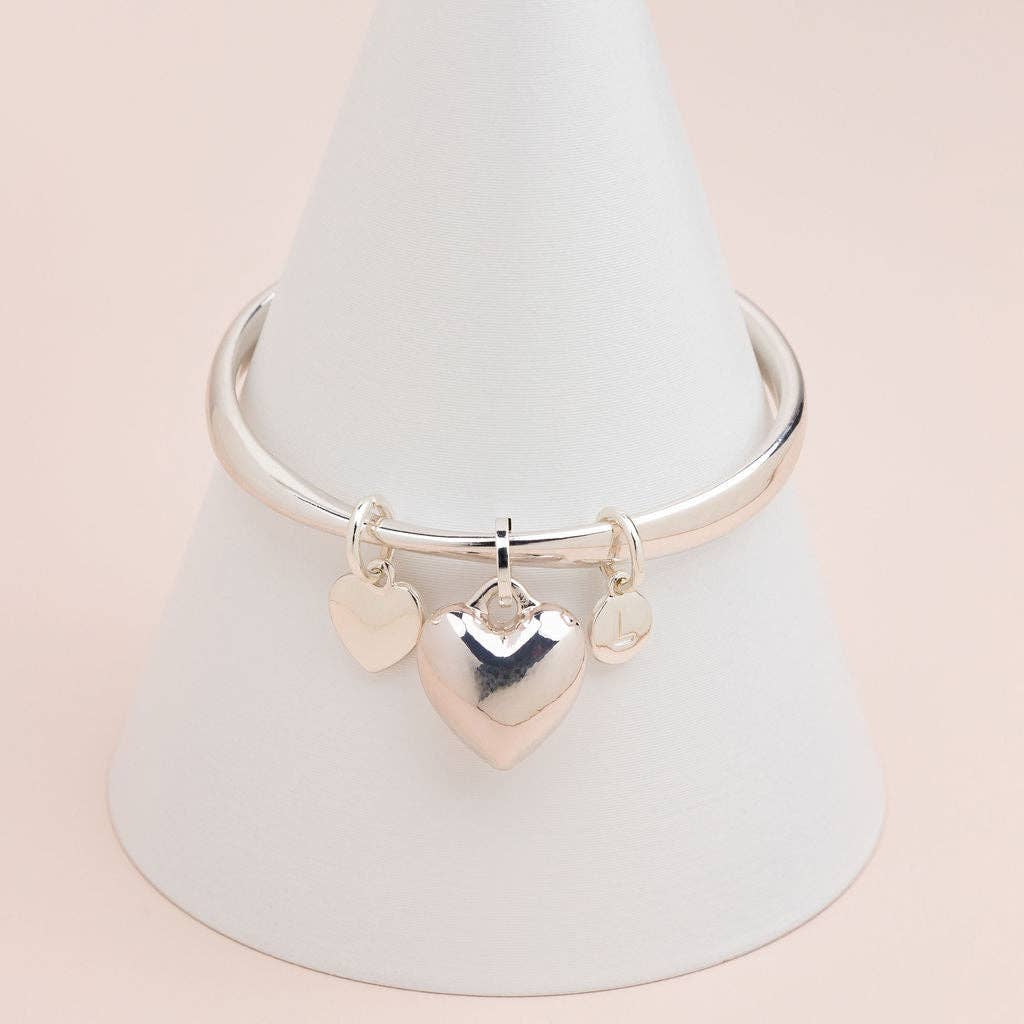 Silver Heart Bangle