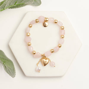 Matt Gold & Rose Quartz Bracelet