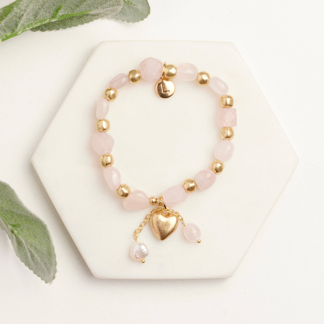 Matt Gold & Rose Quartz Bracelet