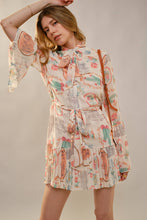 Load image into Gallery viewer, Cactus Vintage Print Pleated Mini Dress
