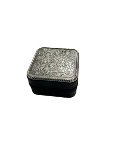 Western Pattern Etched Metal Plate Jewellery Box (Brown)