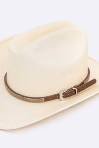 Crystal Embellished Leather Hat Belt