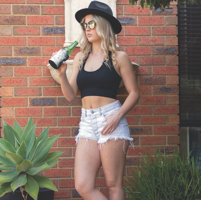 Cowhide Stubbie Holder