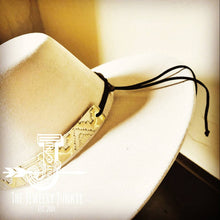 Load image into Gallery viewer, Gold Aztec Embossed Leather Hat Band Only w/ Turq Slab
