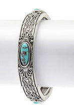 Load image into Gallery viewer, Turquoise Pave Engraved Western Stretch Bracelet
