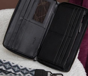 Wrangler Aztec Whipstitch Canvas Wallet Black