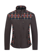 Load image into Gallery viewer, Women&#39;s Softshell Aztec Print Fleece-Lined Jacket Brown
